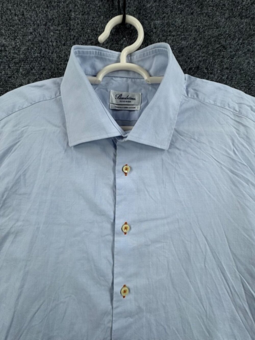 Stenstroms Cotton Fitted Body Twofold Super 17.5 Blue Button Up Long Sleeve Mens
